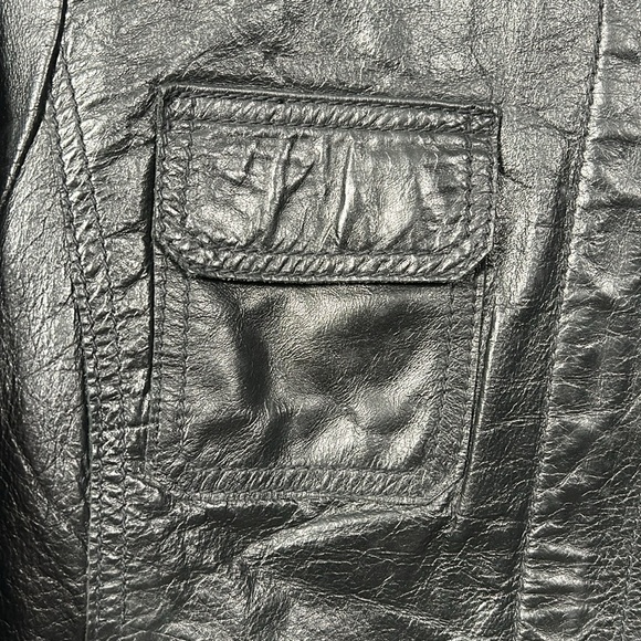 DKNY Donna Karan City Black Leather Jacket Moto Style Hard Leather size Petite - Picture 7 of 17